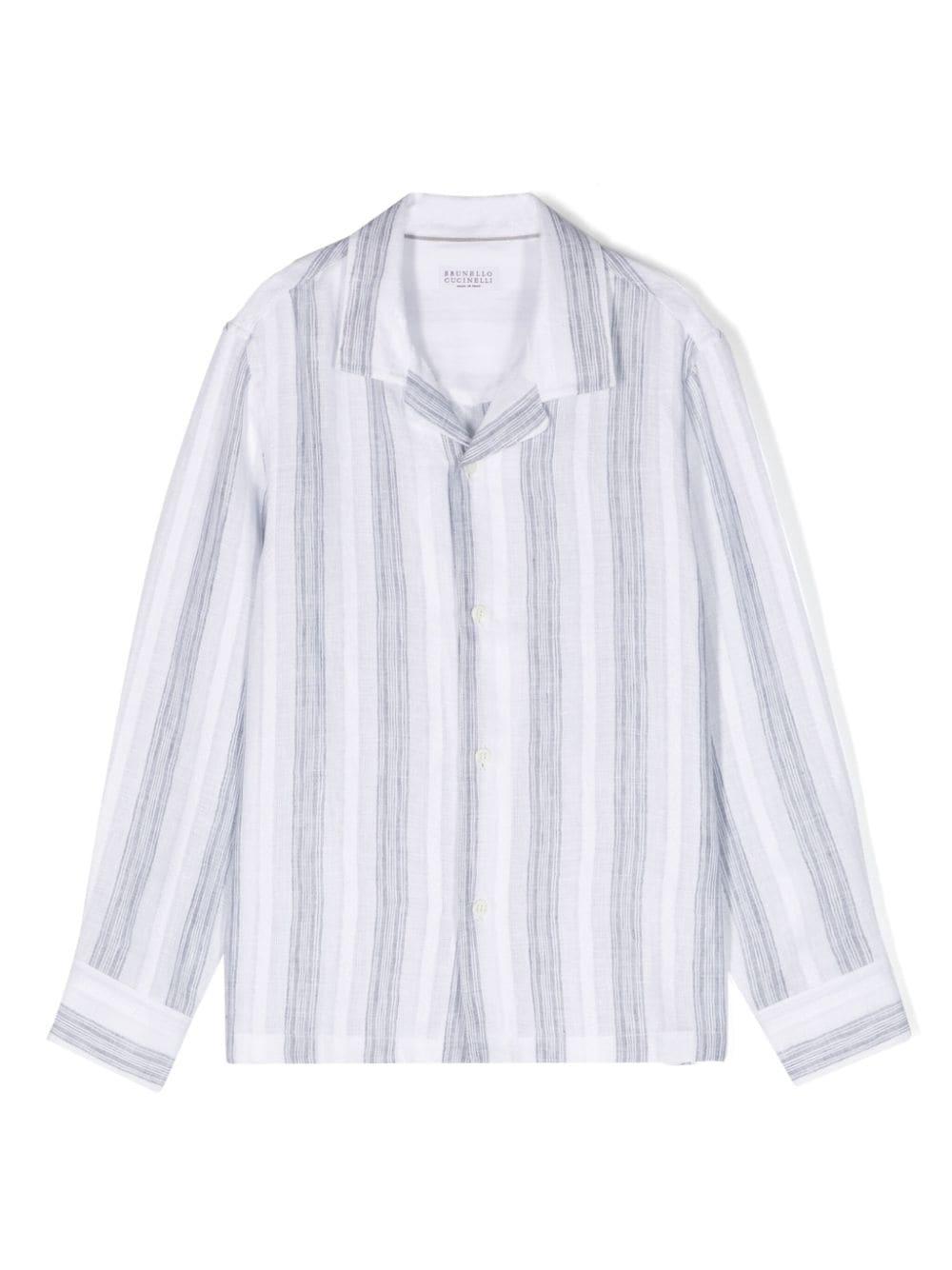 Camicia bianca vaniglia/grigia bambino