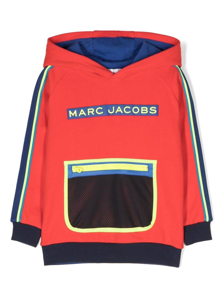 Felpa arancione bambino con stampa multicolor , logo stampato e cappuccio W25620 997 Marc Jacobs Kids 