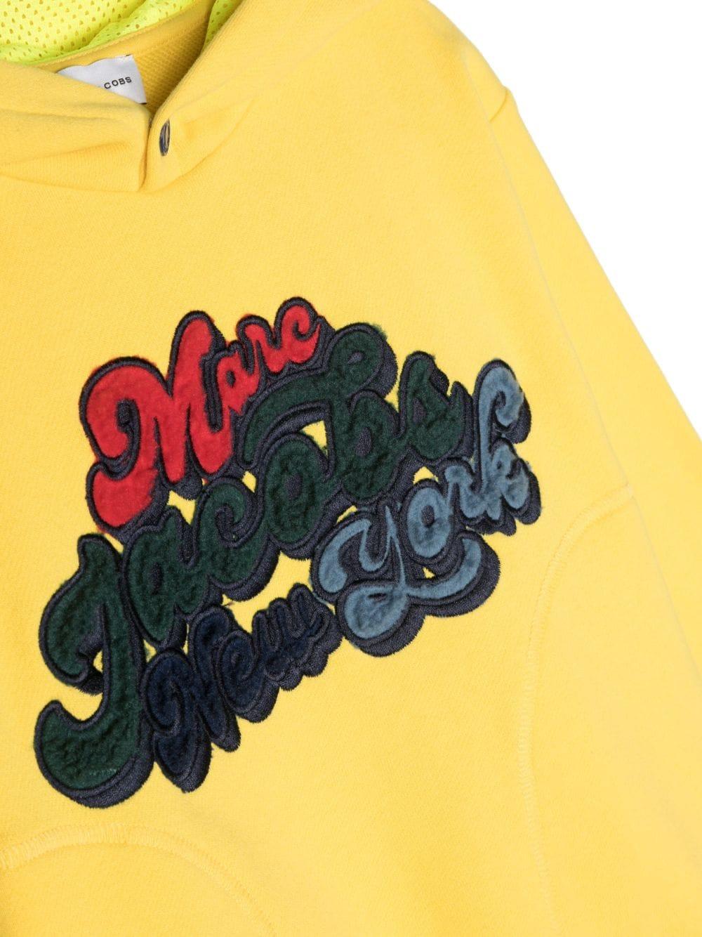 Felpa gialla bambino con stampa multicolor e cappuccio W25621 526 Marc Jacobs Kids 