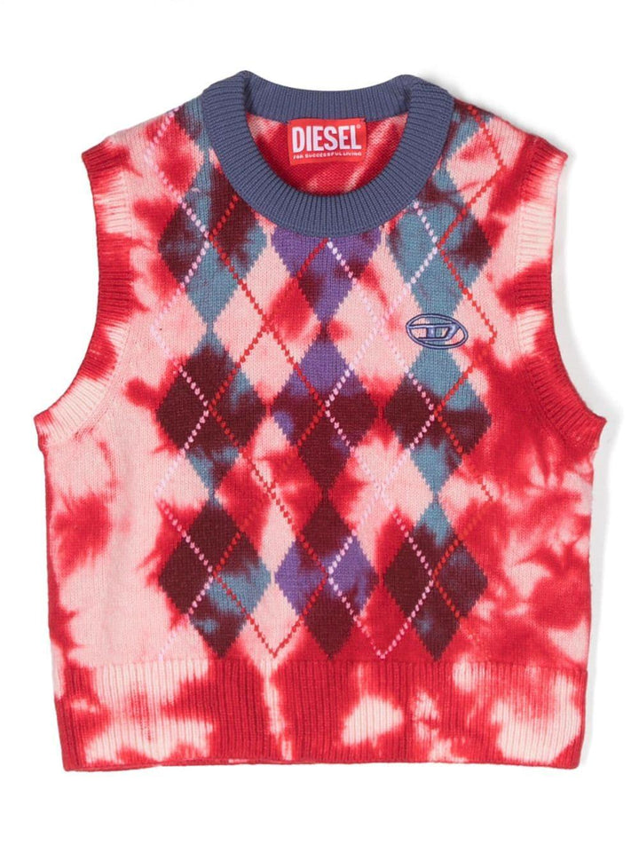 Top bambino rosso con stampa a rombi