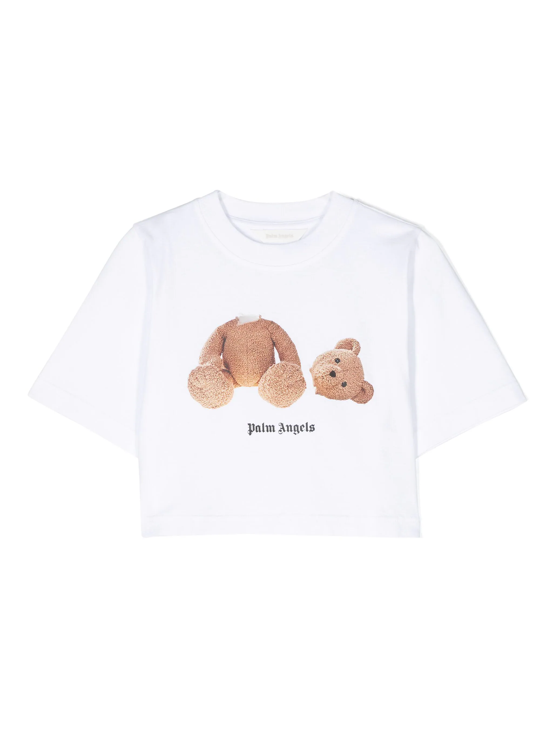 T-shirt bianca/marrone bambina PGAA004C99JER003 0160 PALM ANGELS KIDS 