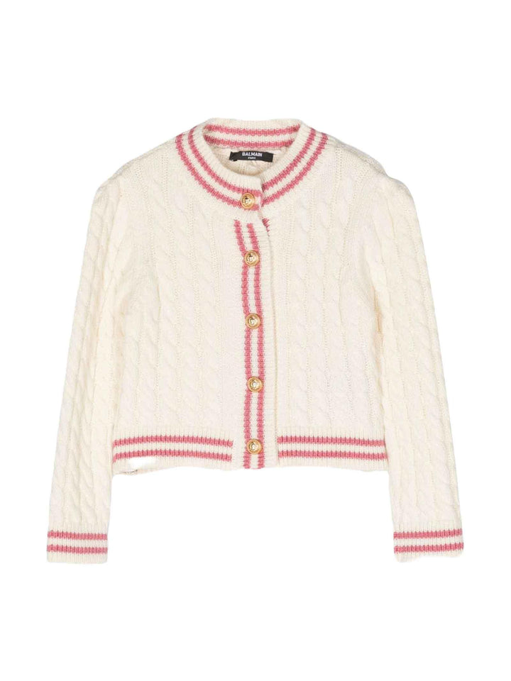 Cardigan avorio/rosa bambina
