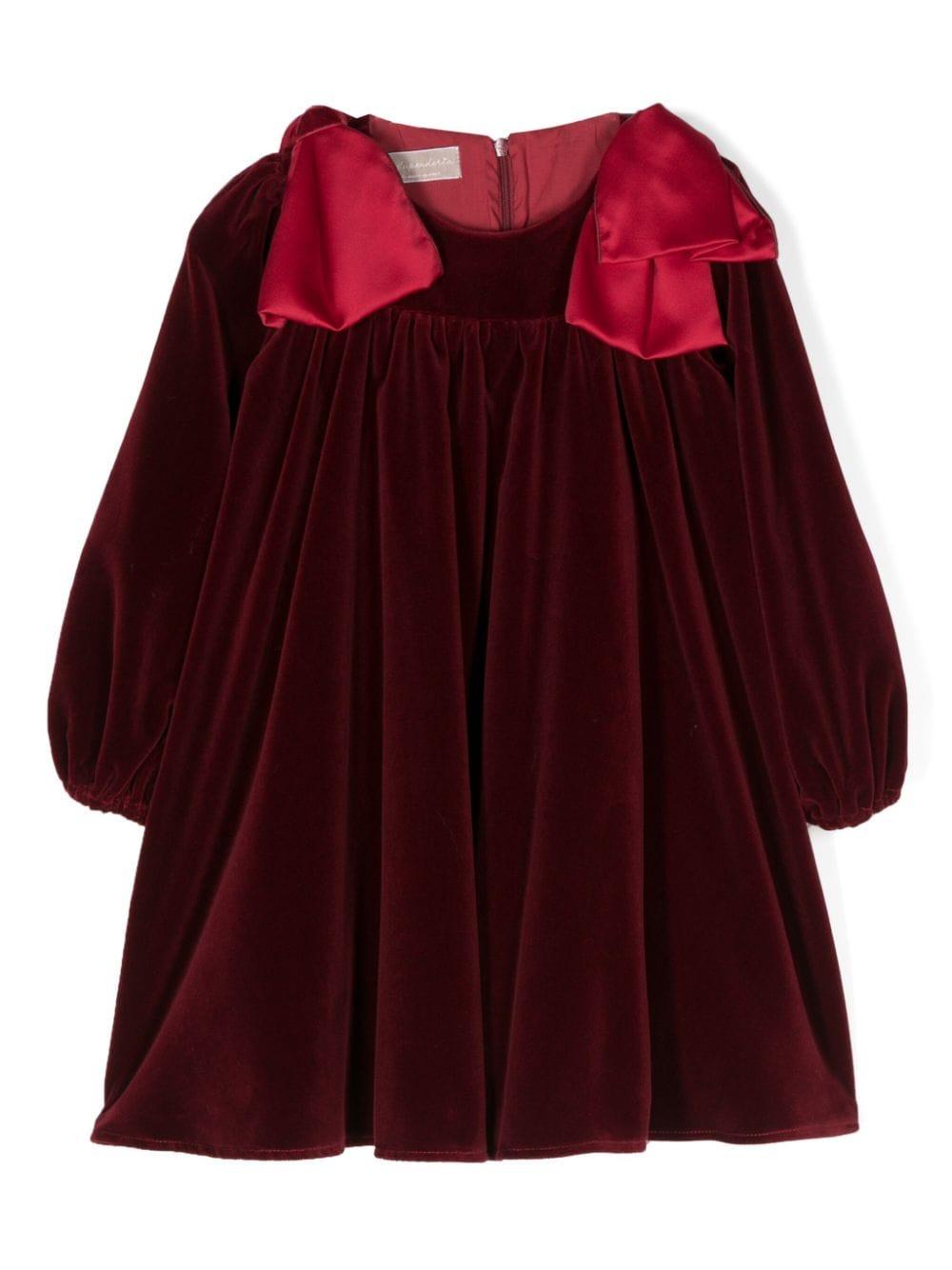 Abito rosso scuro bambina TJAB72V14 01 la stupenderia 