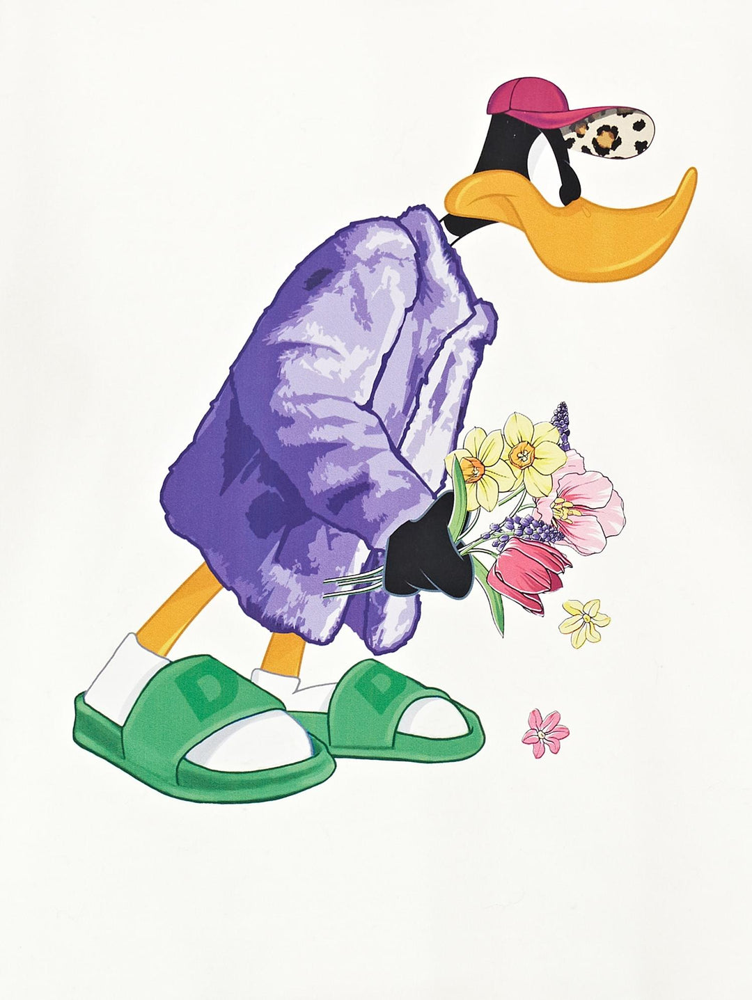 T-shirt bianca bambina a maniche lunghe con stampa 'Duffy Duck' 19B6152000 0001 Monnalisa kids 