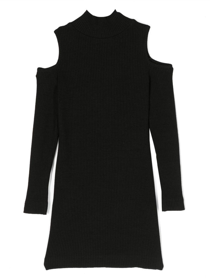 Abito a coste nero bambina con logo 41B9062213 0050 Monnalisa kids 