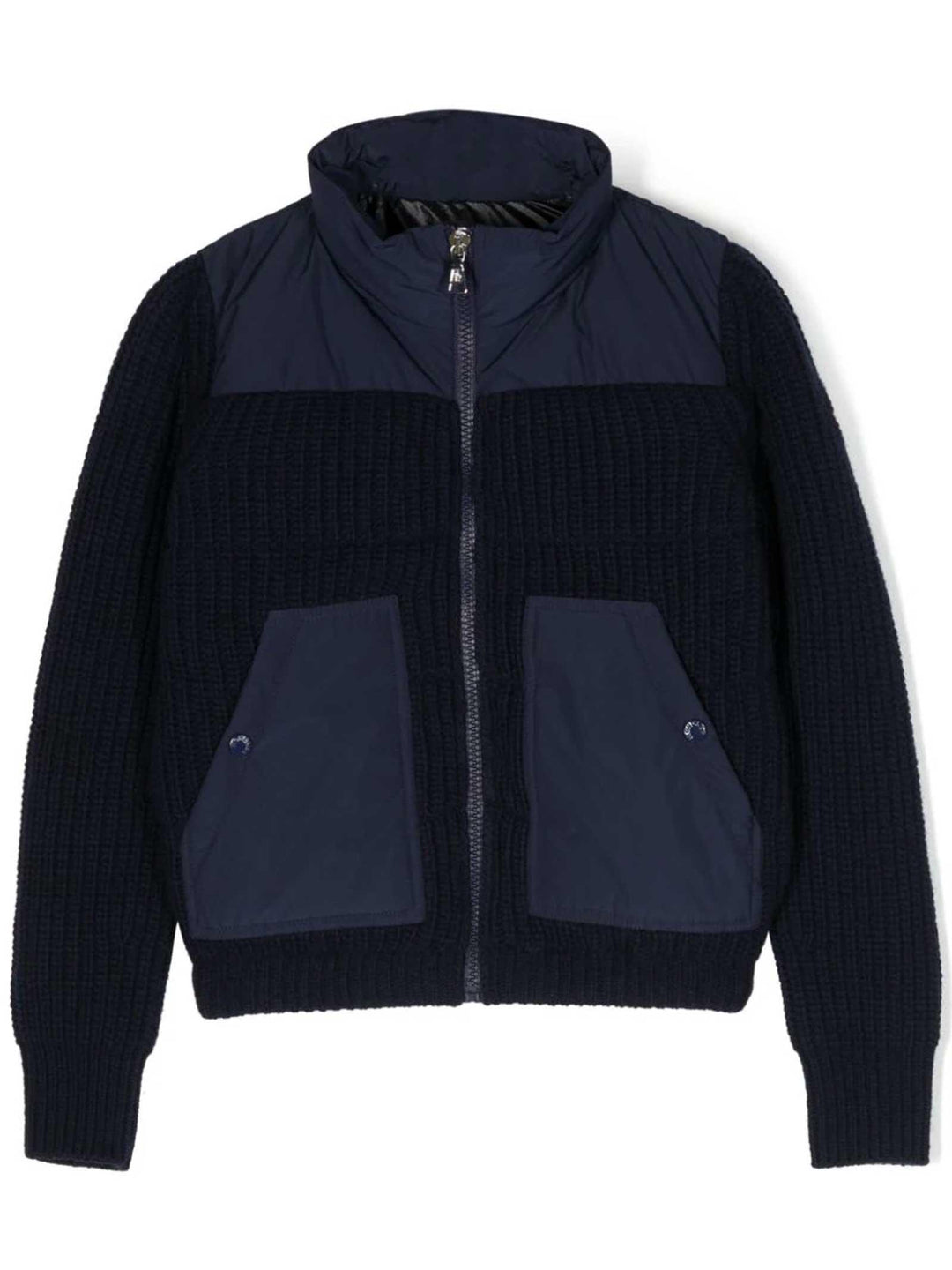 Cardigan blu bambino con tasche<BR/> 9B00004M1241 750 Moncler Kids 