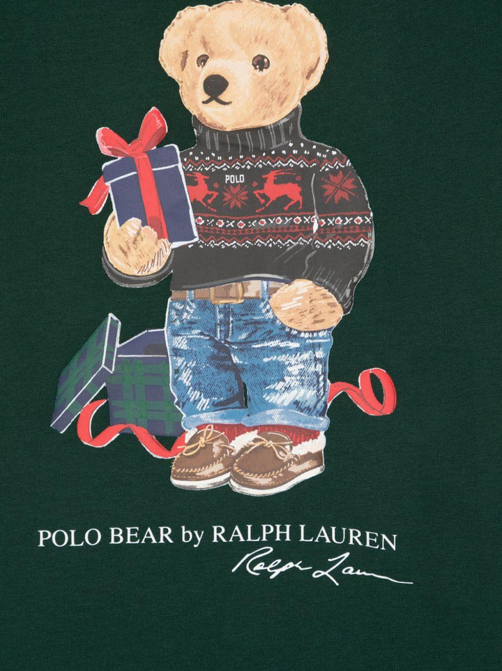 T-shirt verde bambino con stampa 322853828 022 RALPH LAUREN KIDS 