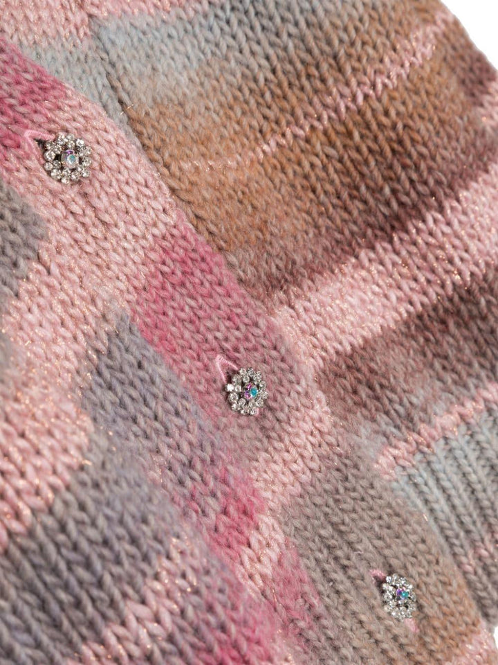 Cardigan rosa a righe multicolor bambina