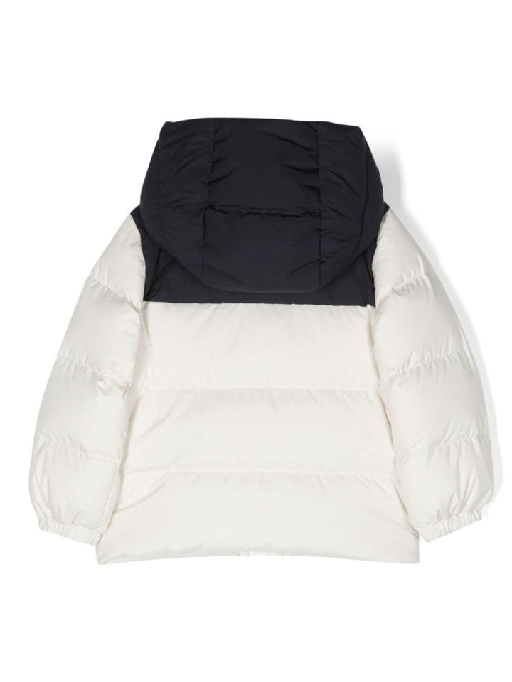 Giubbotto bianco e nero neonato con stampa frontale 1A0002454A81 034 Moncler Kids 