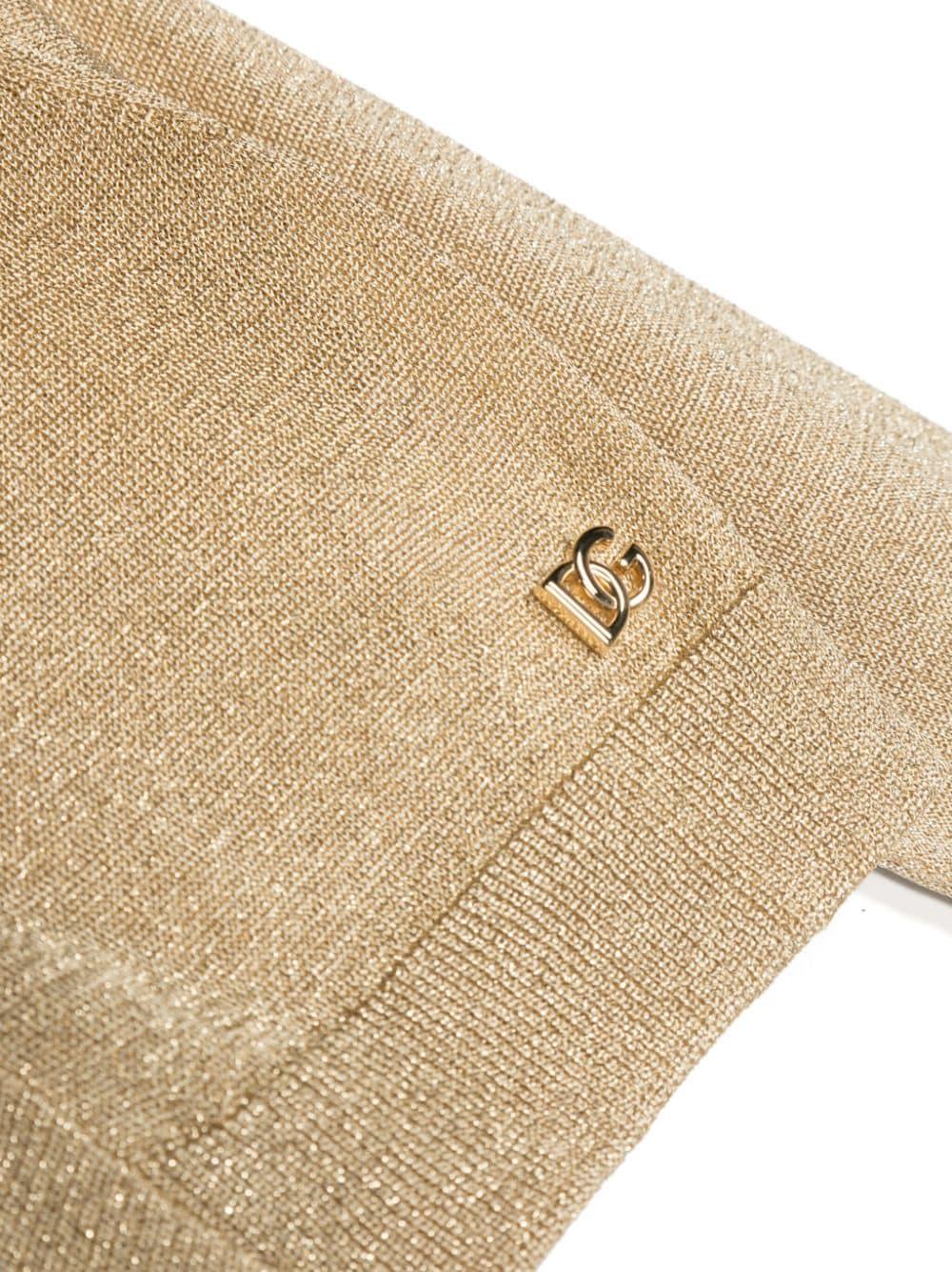 Cardigan color oro bambina con logo