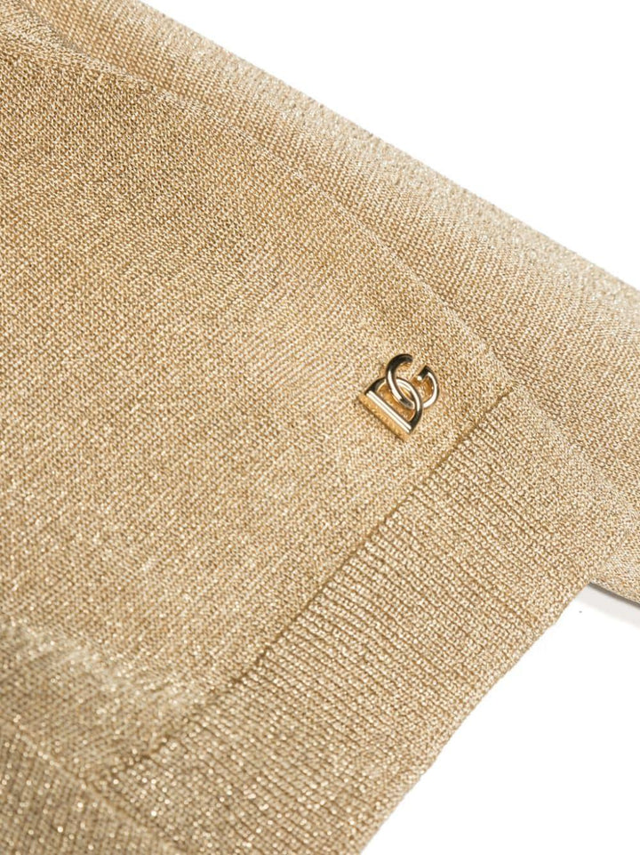 Cardigan color oro bambina con logo