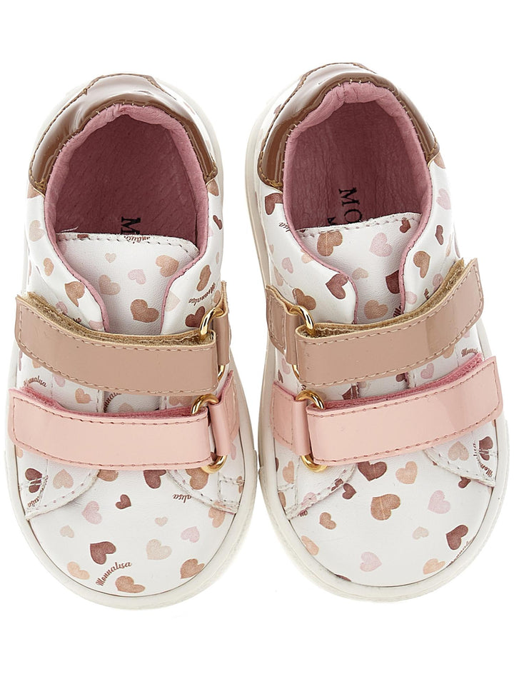 Sneakers bianche bambina con strappo e stampa multicolor 83B0082703 0103 Monnalisa kids 