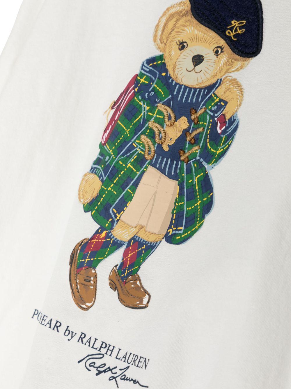 Felpa bianca bambino a maniche lunghe con stampa 312916764 001 RALPH LAUREN KIDS 