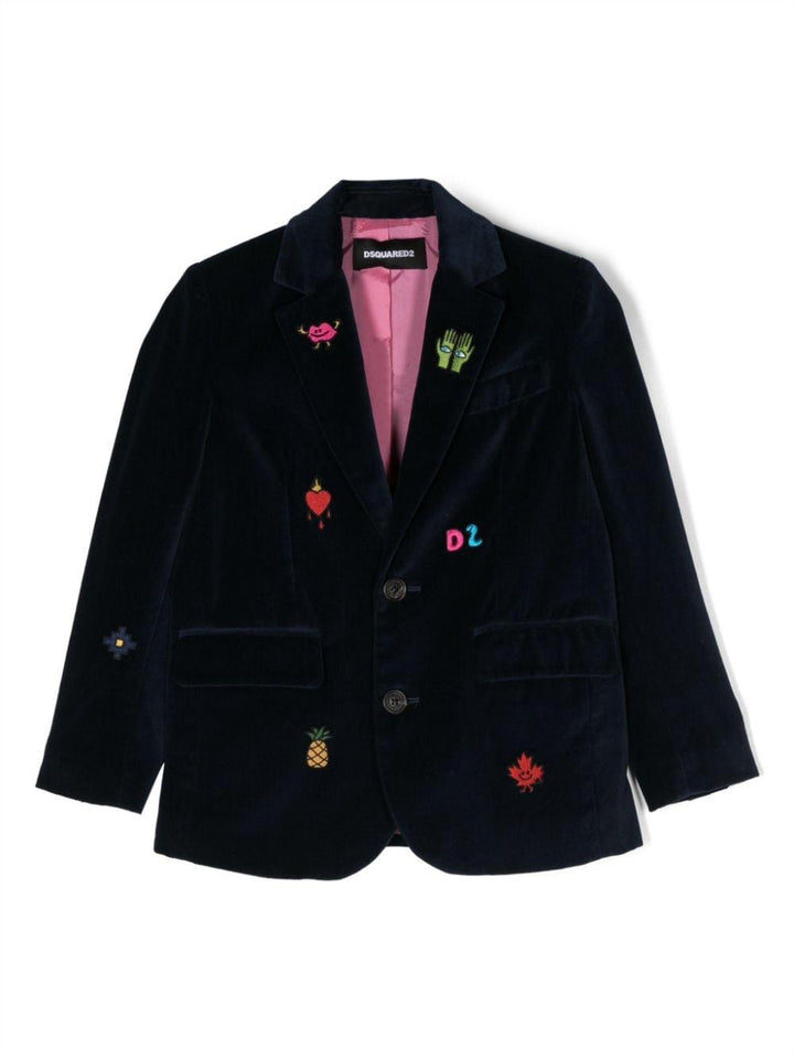 Giacca blu e rosa bambina,con applicazioni fronte e retro