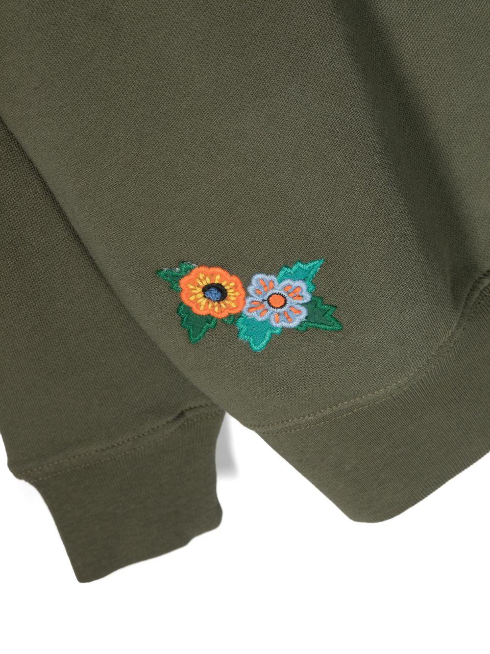 Felpa verde bambina con logo e applicazione