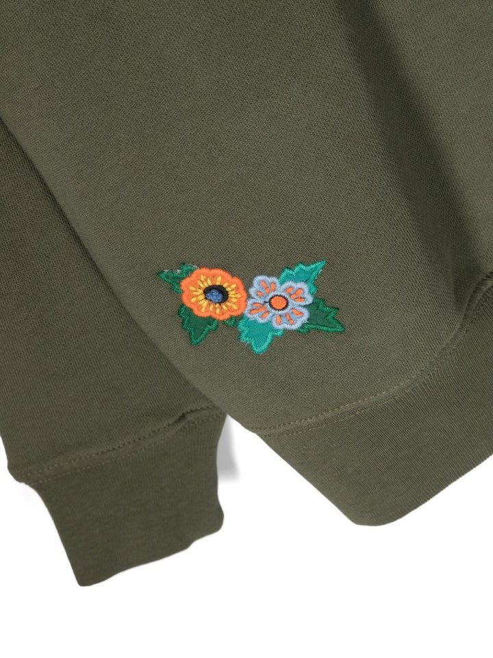 Felpa verde bambina con logo e applicazione