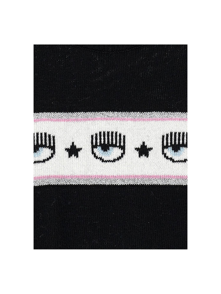 Maglia nera smanicata con stampa logata