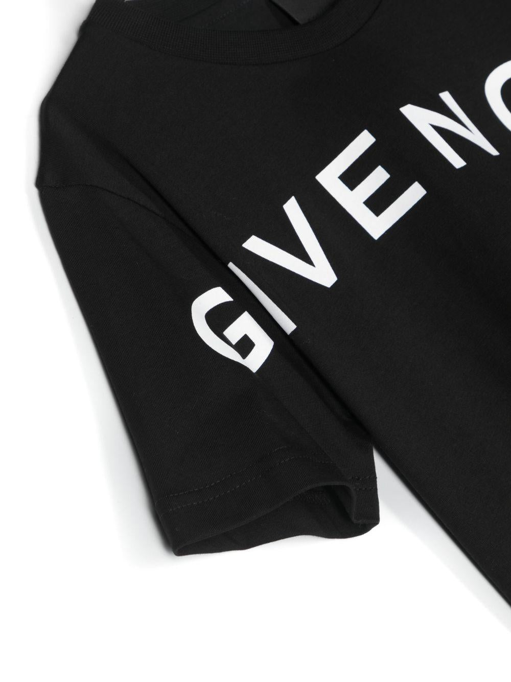 T-shirt nera bambino con stampa bianca H25447 09B Givenchy Kids 
