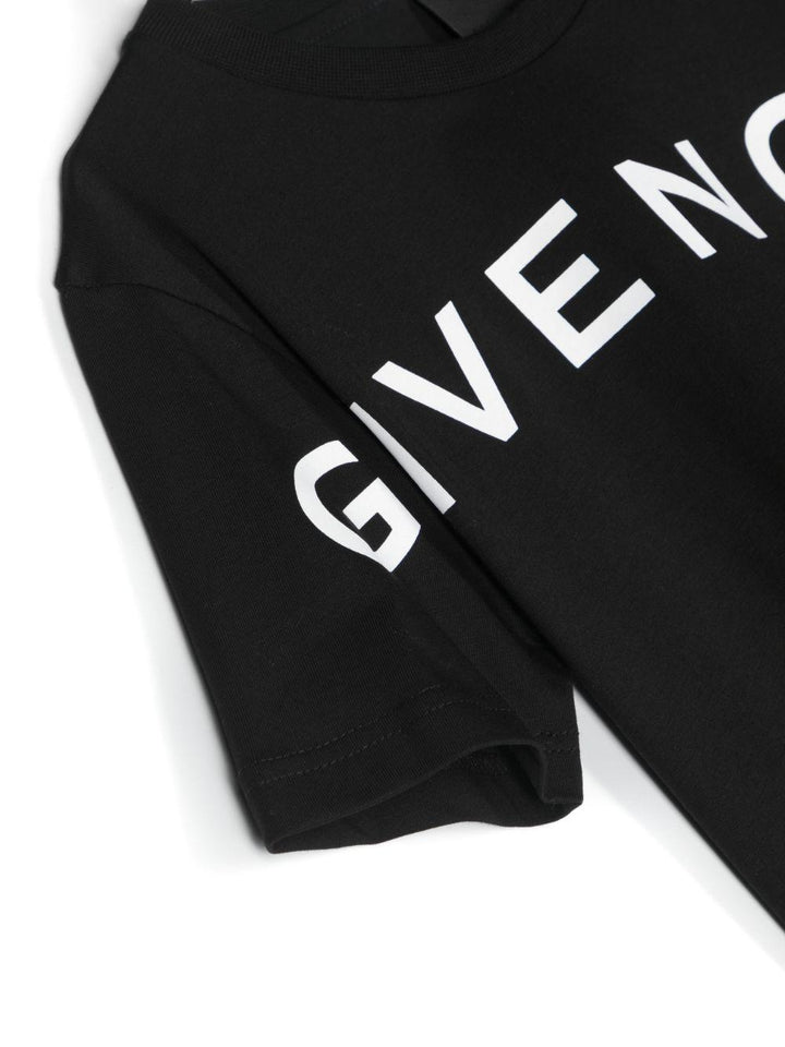 T-shirt nera bambino con stampa bianca H25447 09B Givenchy Kids 