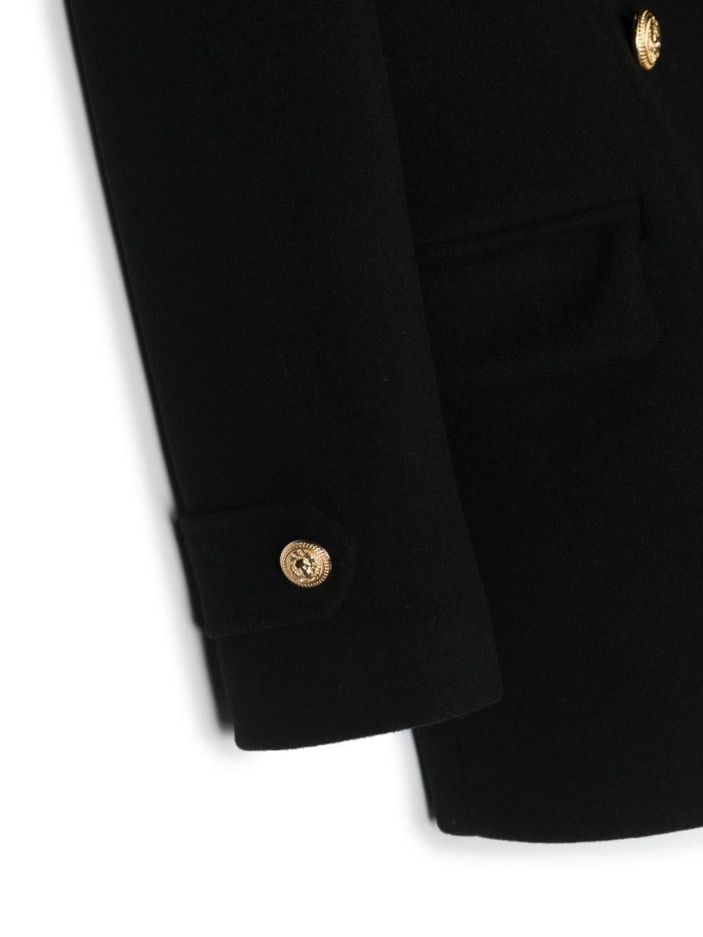 Cappotto doppiopetto nero bambina con bottoni oro