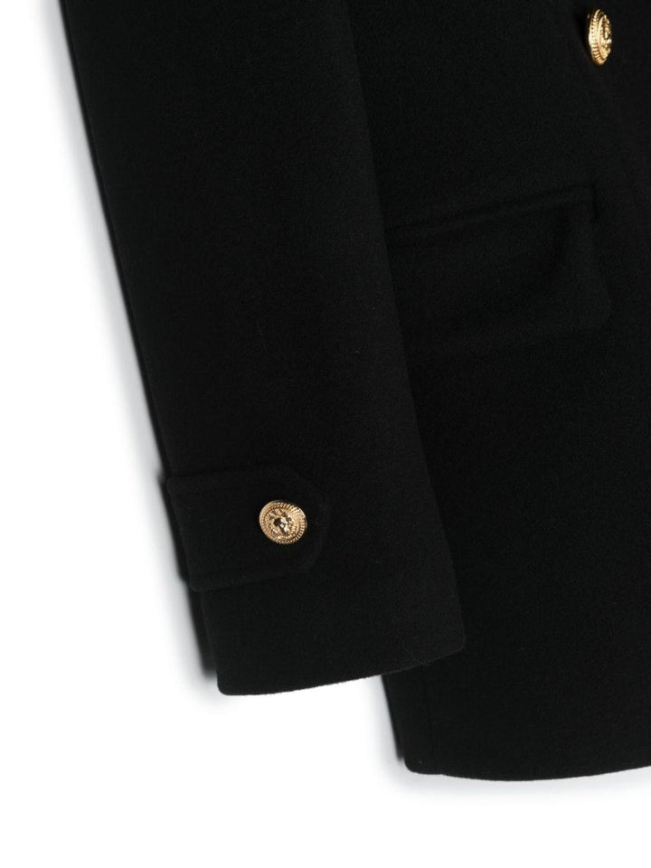 Cappotto doppiopetto nero bambina con bottoni oro