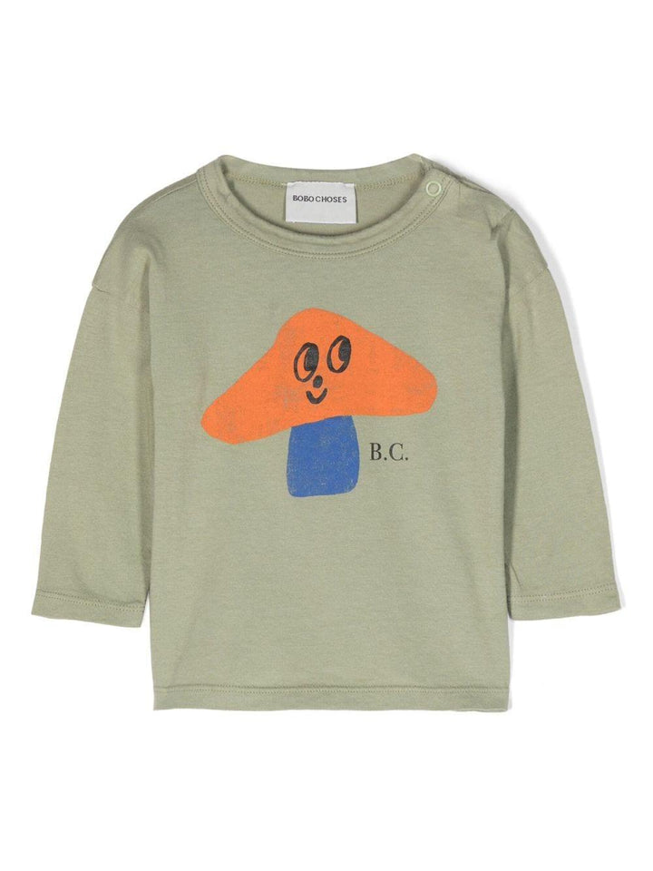 T-shirt verde oliva neonato con stampa