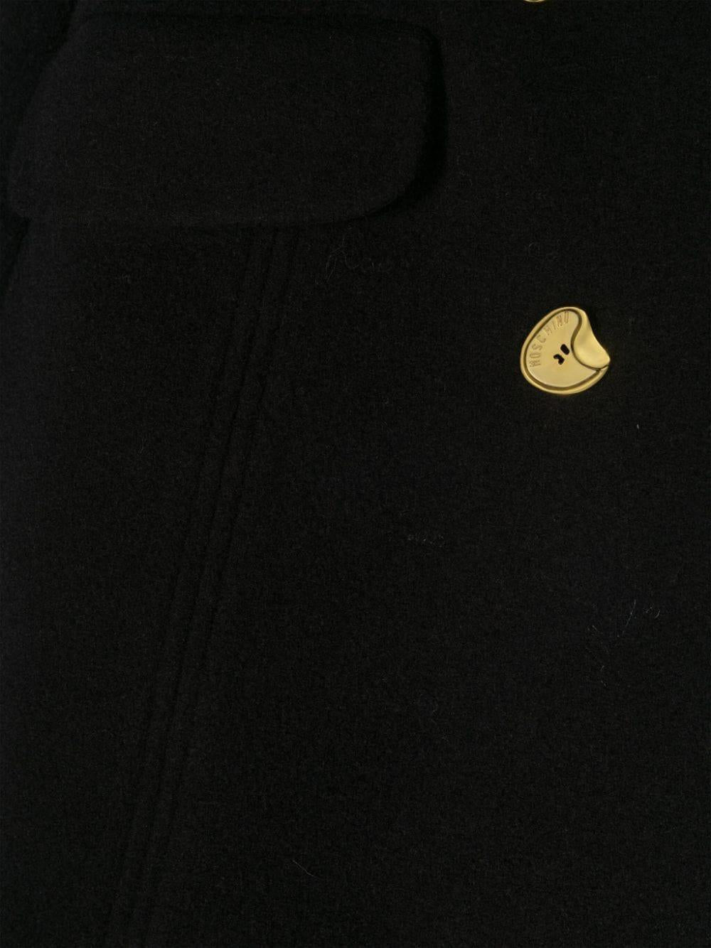 Cappotto nero bambina con ricamo logo