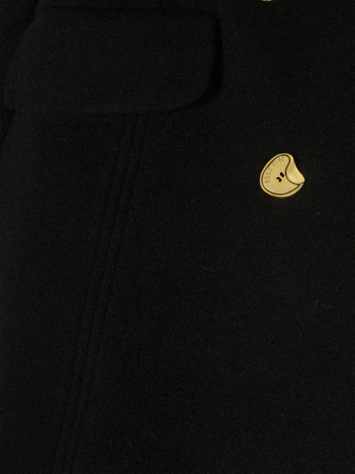 Cappotto nero bambina con ricamo logo