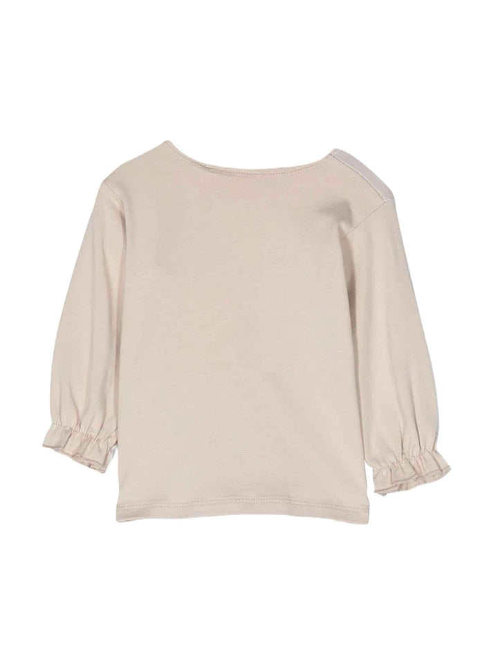 T-shirt marrone chiara neonata con stampa