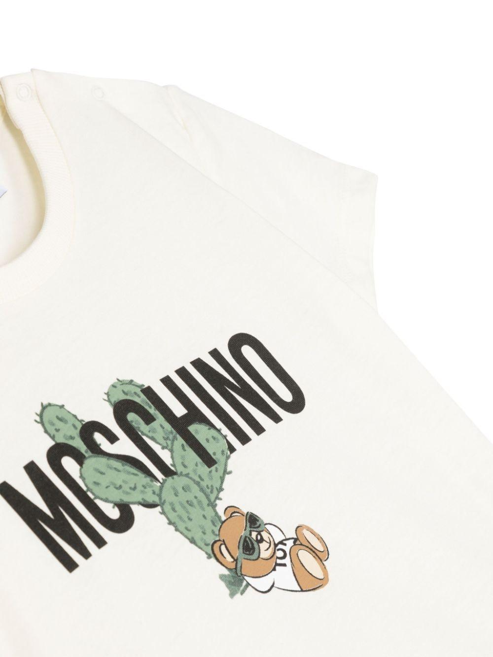 T-shirt panna neonato MXM032LAA02 20059 MOSCHINO KIDS 