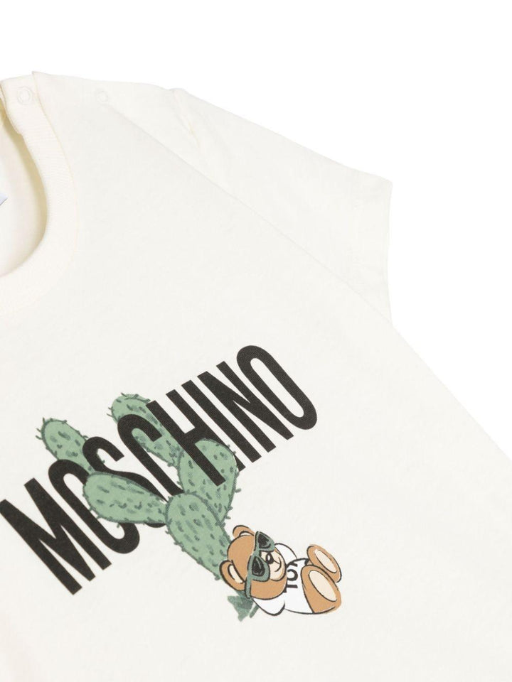 T-shirt panna neonato MXM032LAA02 20059 MOSCHINO KIDS 