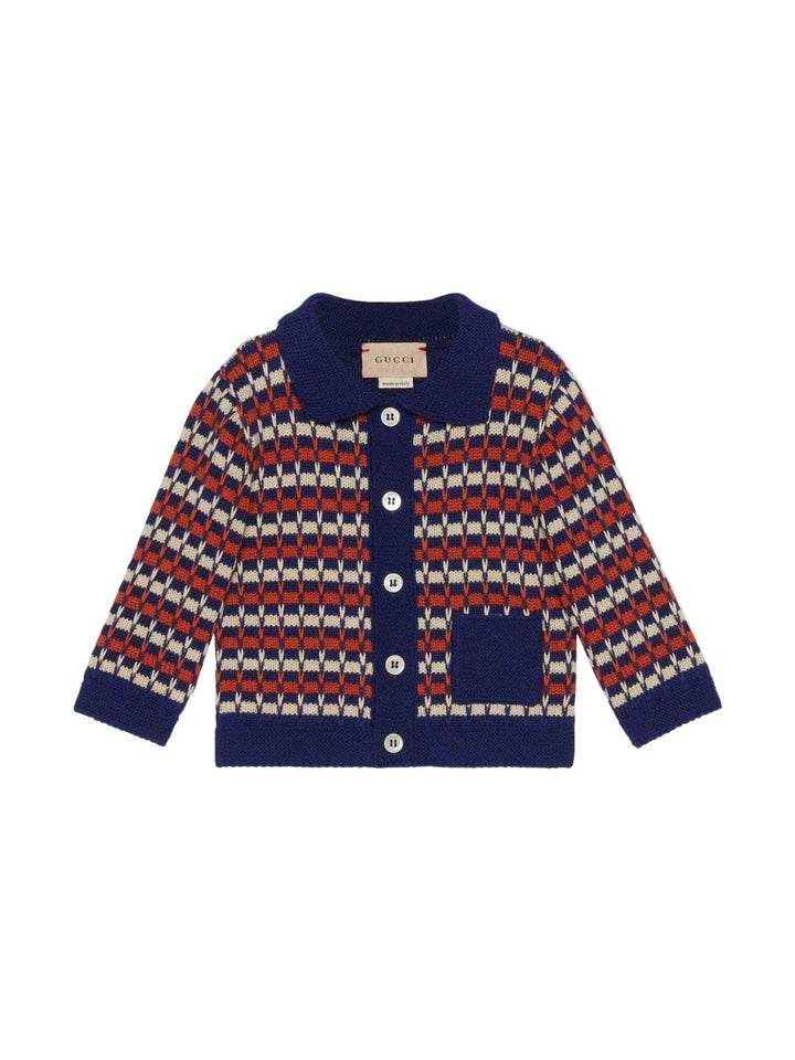 Cardigan blu/rosso neonato