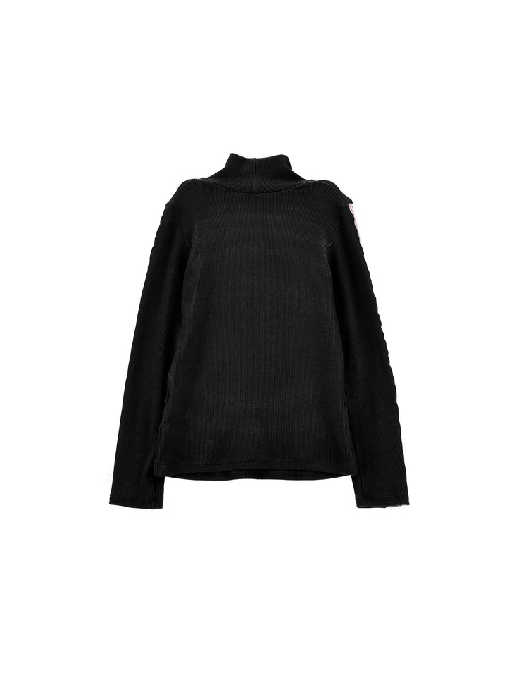T-shirt nera bambina con bande laterali logate