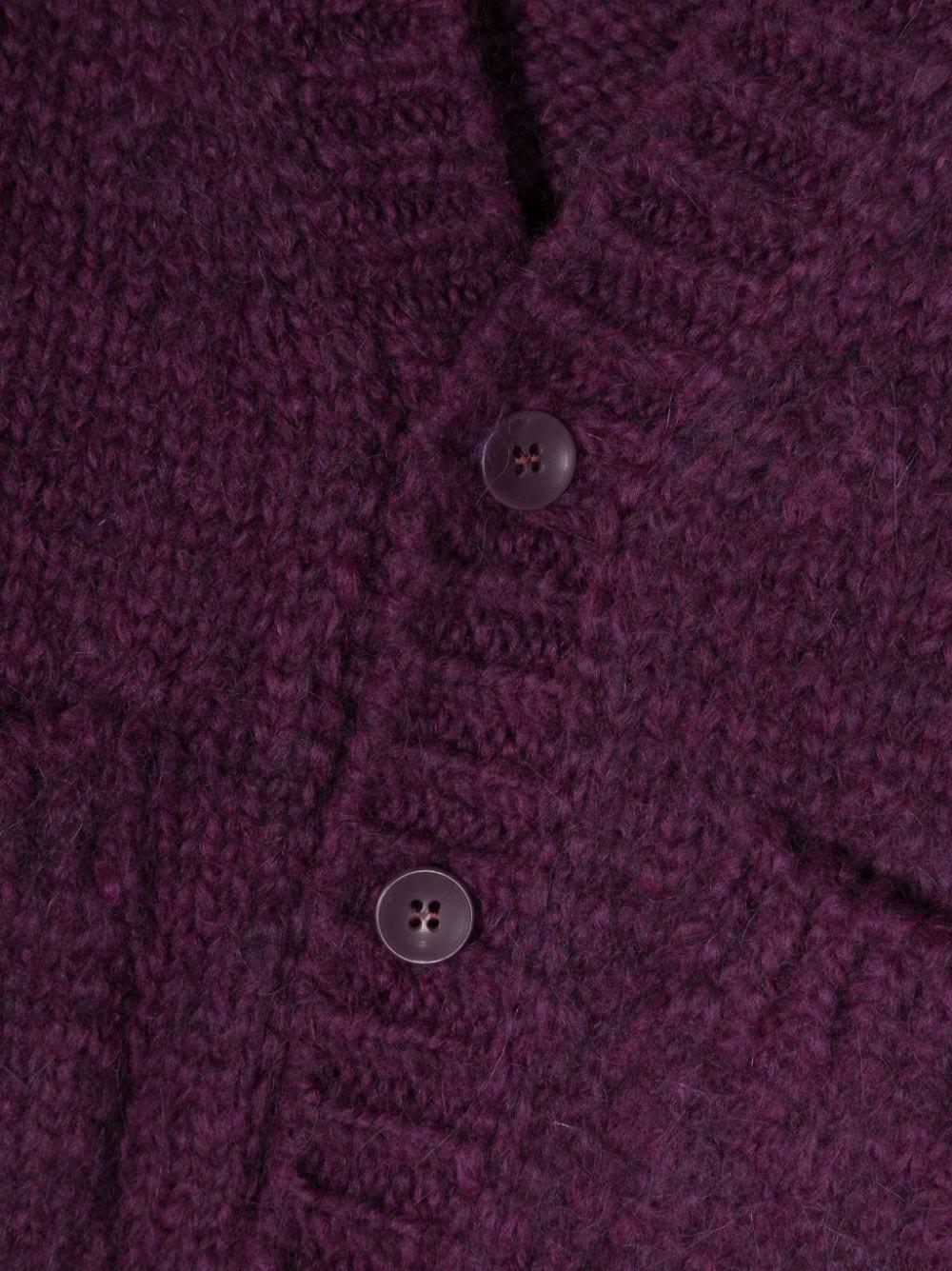 Cardigan viola scuro bambina  con logo ricamato