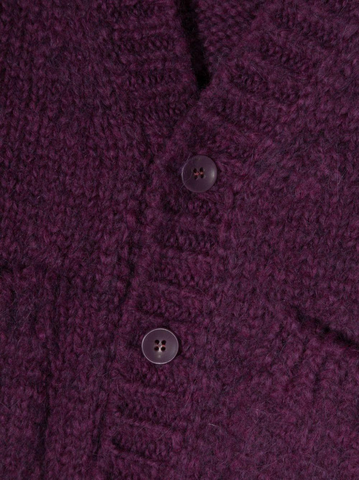 Cardigan viola scuro bambina  con logo ricamato