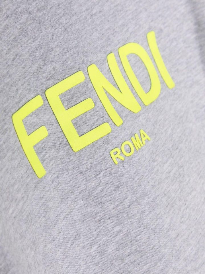 Maglietta grigia bambina,logo giallo