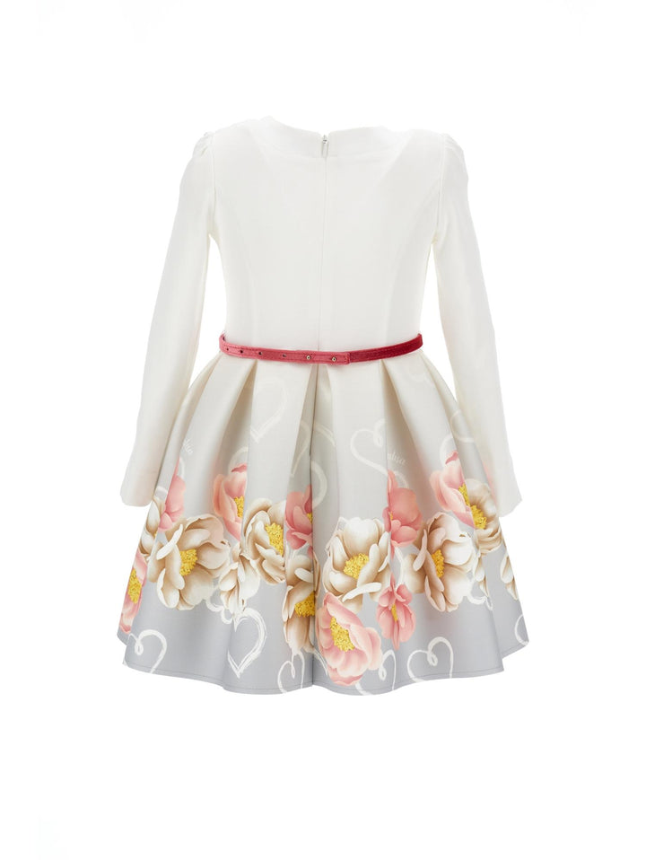 Abito bianco opaco e multicolor bambina con stampa floreale