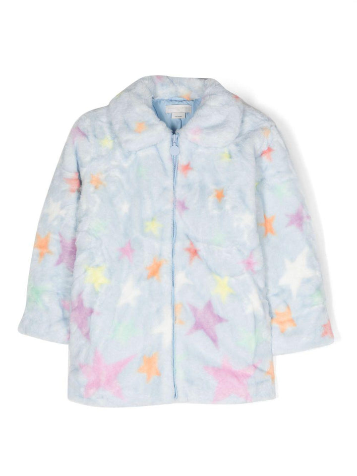 Giacca bambina in shearling con stampa multicolor