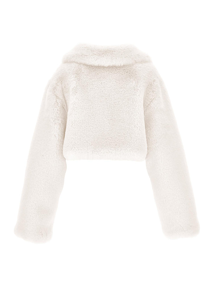 Pelliccia bianca bambina con colletto e maniche lunghe 79B1032748 0001 Monnalisa kids 