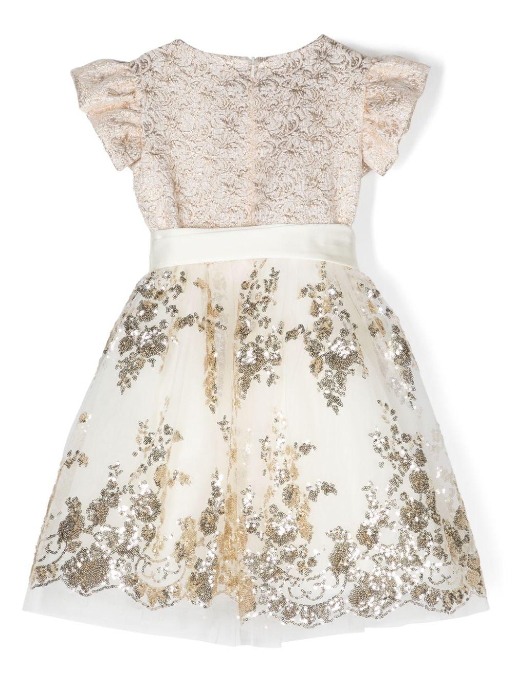 Abito oro/ecru bambina 71C928RM3973 0270 Monnalisa kids 
