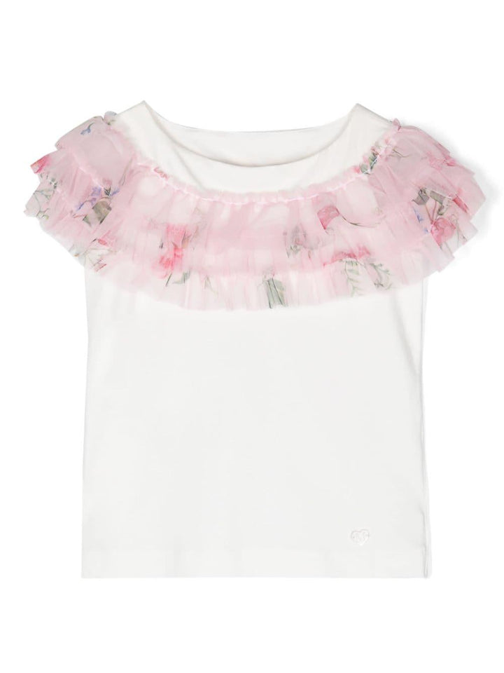 T-shirt bianco/rosa bambina