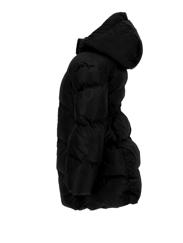 Piumino nero bambina con cappuccio 17B1002040 0050 Monnalisa kids 