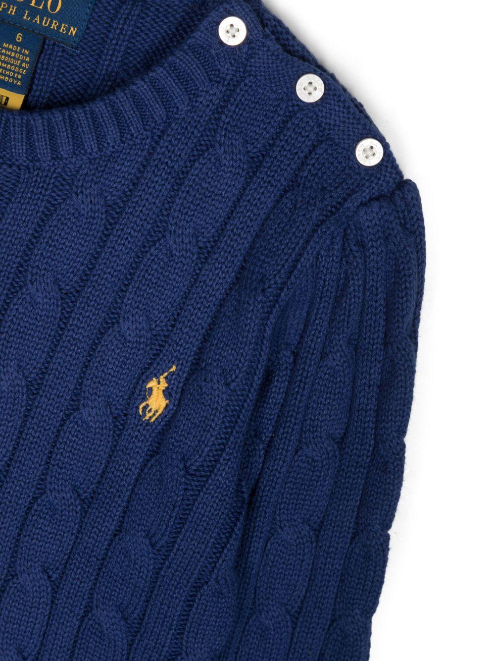 Maglione blu bambina con bottoni e logo 312901316 005 RALPH LAUREN KIDS 