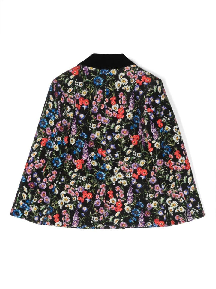 Giacca nera e multicolor bambina tema floreale