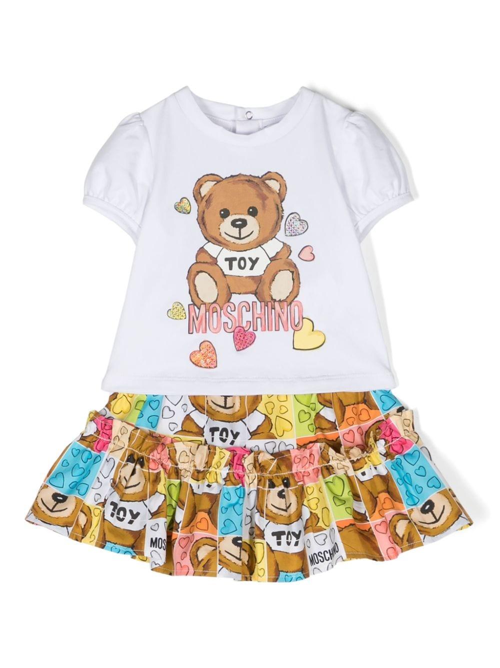 Set bianco/multicolore neonata MDG013LLB36 84377 MOSCHINO KIDS 