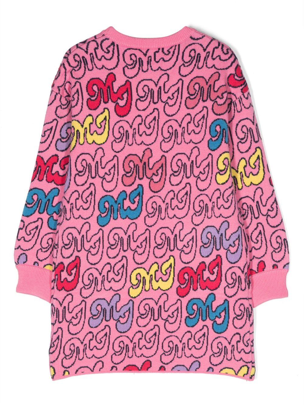 Abito rosa bambina con stampa multicolor e tasche frontali W12462 44G Marc Jacobs Kids 