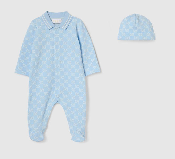 set tutina celeste neonato 825169XJHA9 4914 GUCCI KIDS 