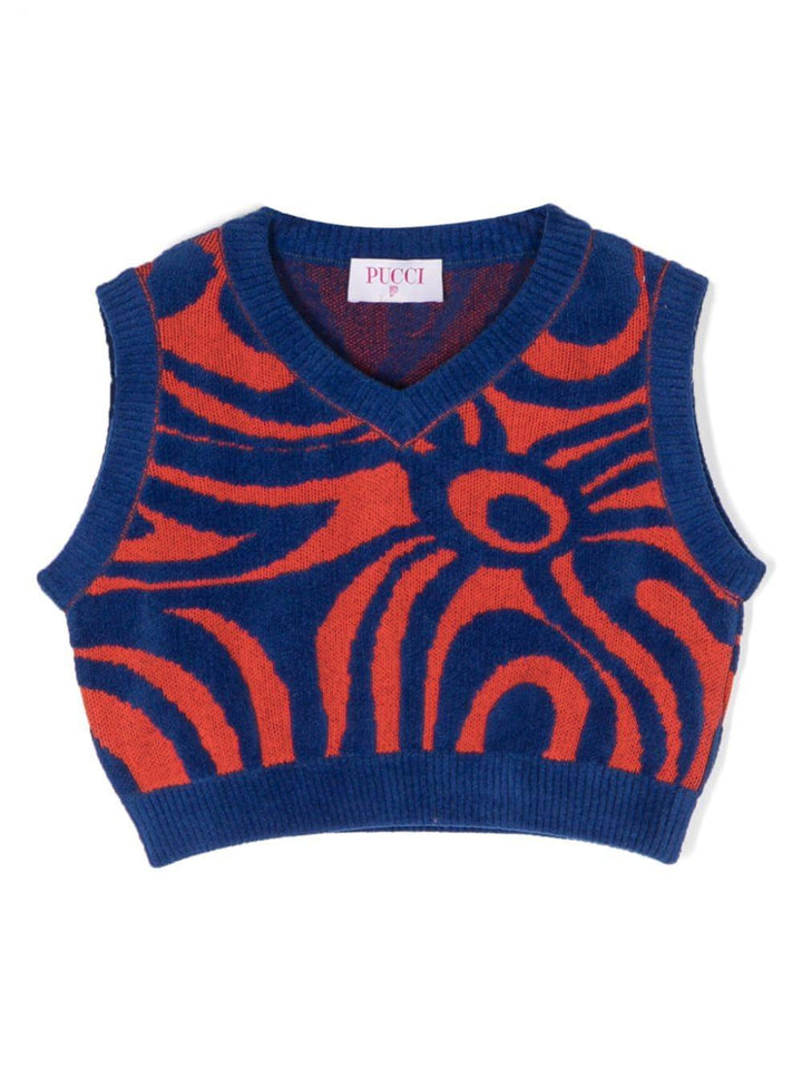 Gilet blu/arancio bambina