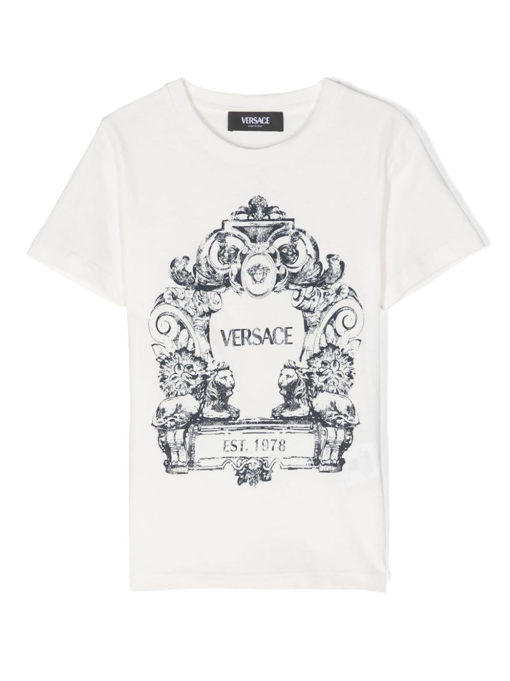 T-shirt bianca/nera bambino 10002391A09774 2W300 VERSACE 