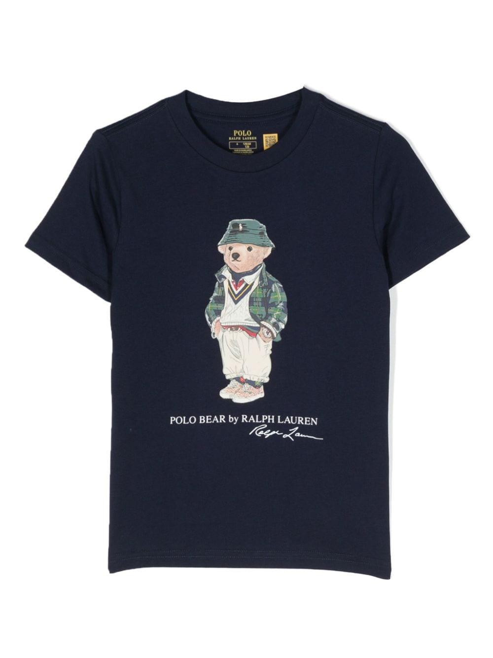 T-shirt blu bambino con stampa 322853828 024 RALPH LAUREN KIDS 